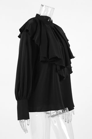 Long Sleeve Ruffle Collar Loose Blouse