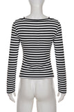Striped V-Neck Long Sleeve T-Shirt