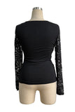 Lace Sleeve Plunge Neck T-Shirt