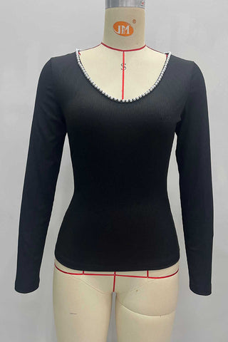 Elegant Long-Sleeve V-Neck Blouse