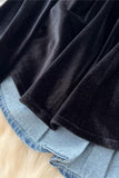 Stylish Denim and Velvet Pants Set