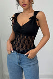 Lace Panel Bow-Tie Tank Top