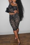 Lace Crop Top and Capri Pants Set