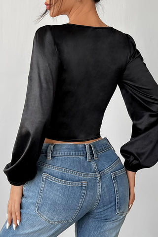 Lace-Trim Corset Blouse