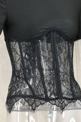 Chic Lace Overlay T-Shirt