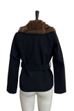 Faux Fur Collar Belted Blazer