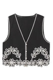 Floral Button-Front Vest Set