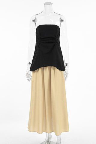 Strapless Asymmetric Top & Skirt Set
