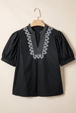 Boho Patterned V Neck Blouse