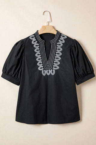 Boho Patterned V Neck Blouse