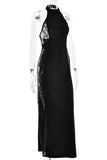 Elegant Halter Lace Maxi Dress