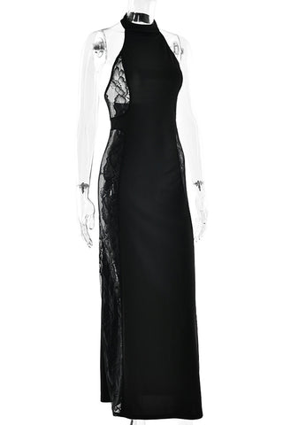Elegant Halter Lace Maxi Dress