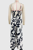 Leaf Print Strappy Jumpsuit