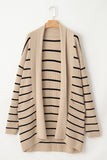 Striped Long Open Cardigan