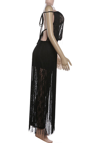 Elegant Fringe Evening Gown