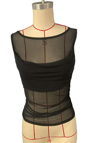 Draped Mesh Tank Top