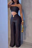 Strapless Cutout Wide-Leg Jumpsuit