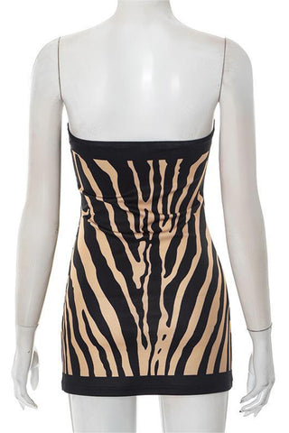 Strapless Zebra Print Mini Dress