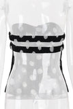 Strapless Twist-Front Polka Dot Top