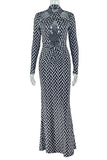 Chevron Long-Sleeve Casual Dress