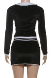 Chic Contrast Collar Skirt Set