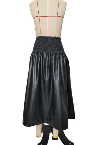 High-Waist Zip-Front Midi Skirt