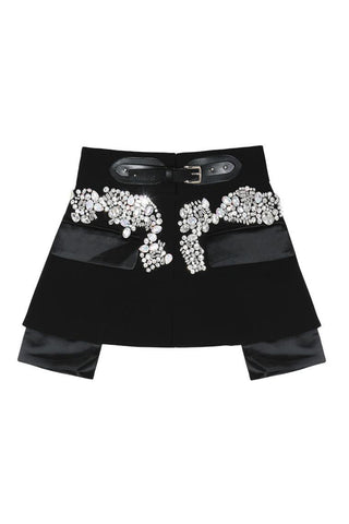 Embellished Mini Skirt with Belt