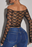 Off-Shoulder Lace Long-Sleeve Top