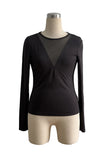 Long-Sleeve Mesh-Insert Top