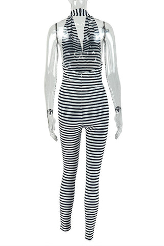 Striped Halter Jumpsuit