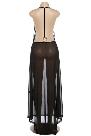 Sheer Strappy Evening Dress