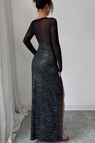 Off-Shoulder Sparkle Evening Dress