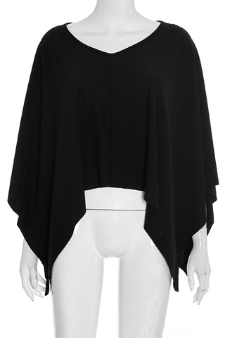 Flowing V-Neck Poncho Blouse