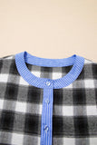 Plaid Blouse with Striped Edge