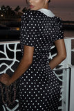 Polka Dot Midi Dress with Collar