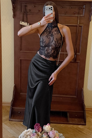 Elegant Lace Halter Skirt Set