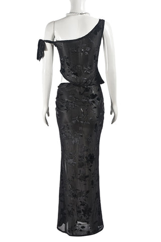 Asymmetric Shoulder Skirt Set