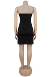 Strapless Double-Breasted Casual Dress