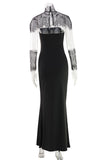 High-Neck Evening Gown with Sheer Details
