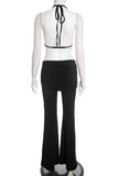 Halter Neck Top and Flared Pants Set