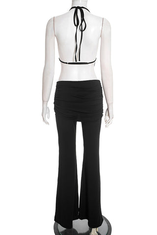Halter Neck Top and Flared Pants Set
