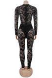 Lace Overlay Jumpsuit with Cutout Detail