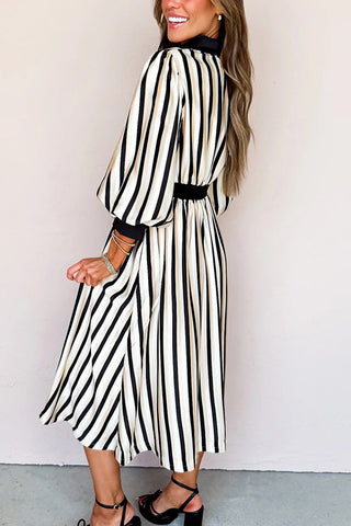 Striped Button-Front Casual Dress