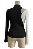Asymmetric Cutout Ribbed T-Shirt