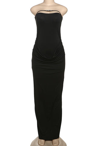 Strapless Ruched Casual Dress