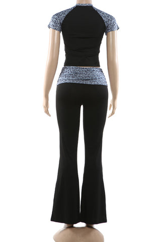 Animal Print Detail Pants Set