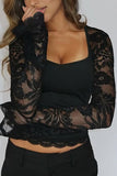 Lace Sleeve Fitted Blouse