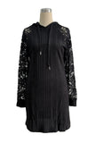 Lace Sleeve Hoodie Casual Dress