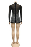 Sparkling Sheer Long Sleeve Romper