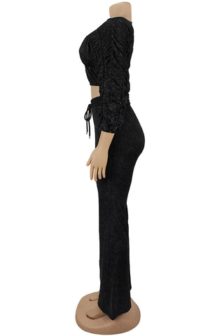 Off-Shoulder Ruched Pants Set